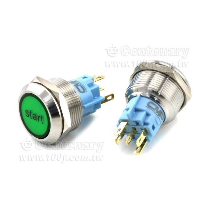 圓形發光金屬按鍵開關 藍色 22mm 12V - 131990 產品圖片