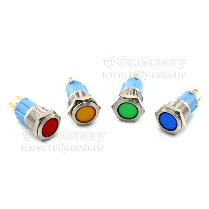 圓形發光金屬按鍵開關 藍色 16mm 12V - 131950 產品圖片
