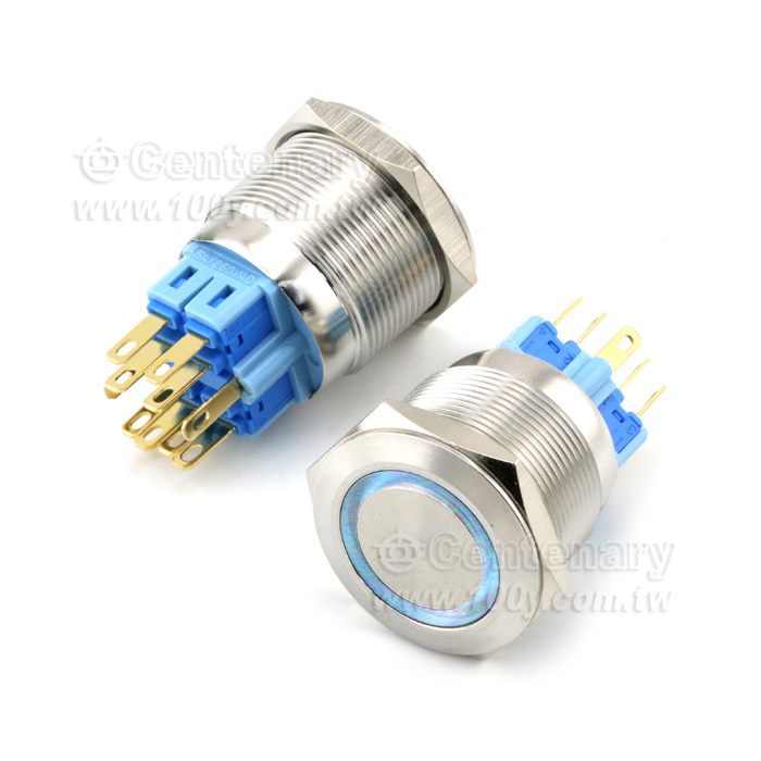 25mm不銹鋼環形自鎖帶燈按鈕 LED12V 紅色 - 133925 產品圖片