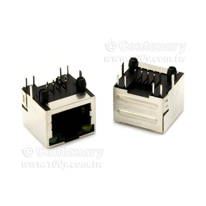 Phone-Jack CONN, 8P8C Black 90° LED - 134735 Product Image