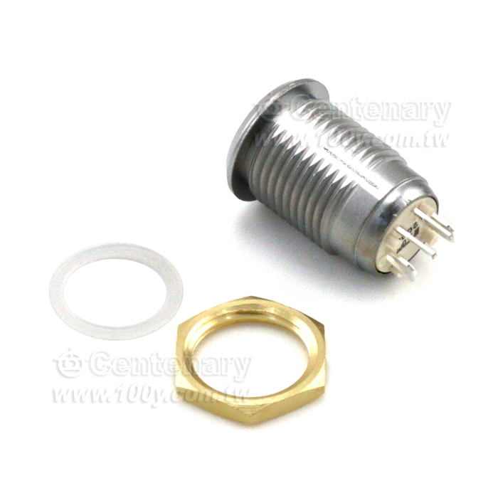 Φ12mm鋅合金鈕開關 LED:綠色 - 134351 產品圖片