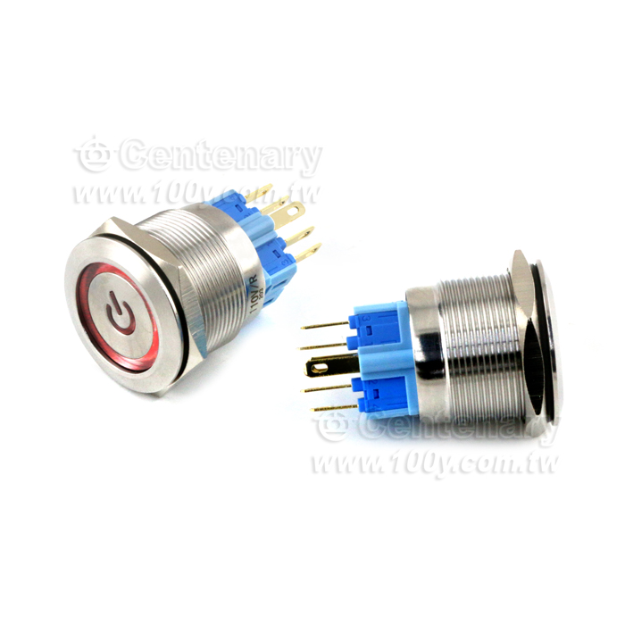 25mm不銹鋼環形自鎖帶燈按鈕   LED 12V 紅 - 136010 產品圖片