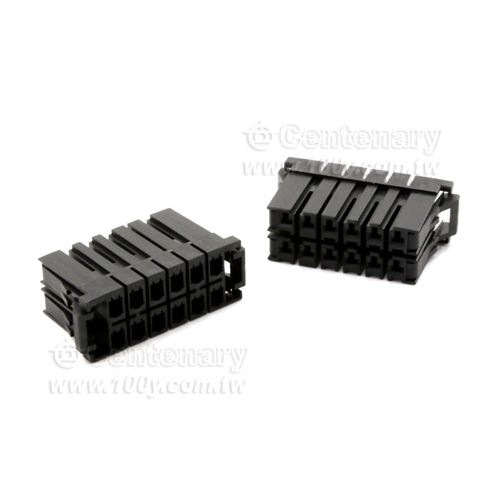 TE  12 Position Rectangular Housing Connector Plug Black 0.200" (5.08mm) - 105005 Product Image