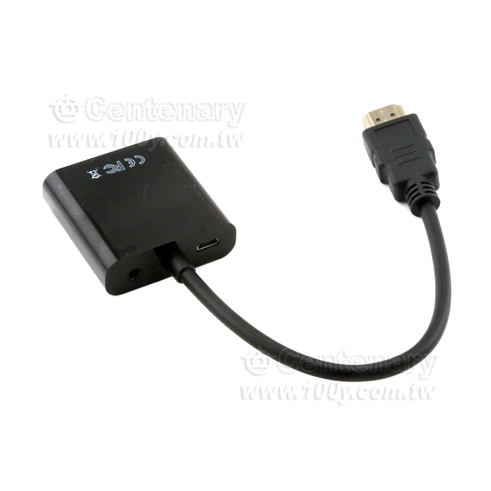標準 HDMI轉VGA轉換器(高清)黑色 帶音頻 - 139474 產品圖片