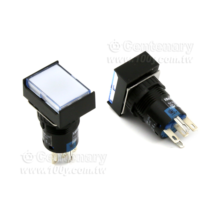 φ16 長方形LED照明復歸按鈕開關白（正白） - 140380 產品圖片