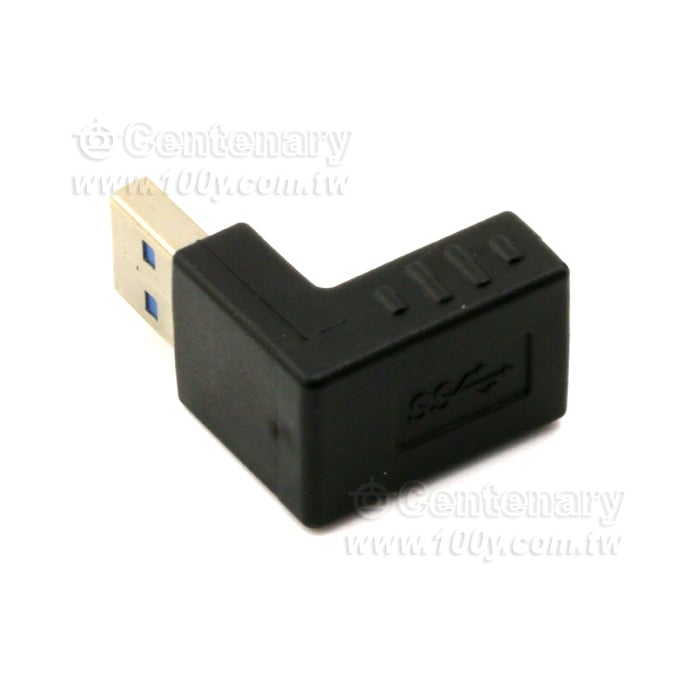 黑色USB3.0公對母直角電腦轉接頭L型彎頭90度 上彎 - 140690 產品圖片