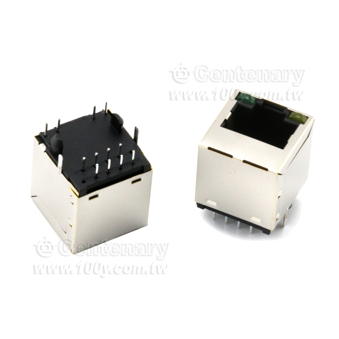 180°帶變壓器垂直安裝RJ45網路介面座 - 141878 產品圖片