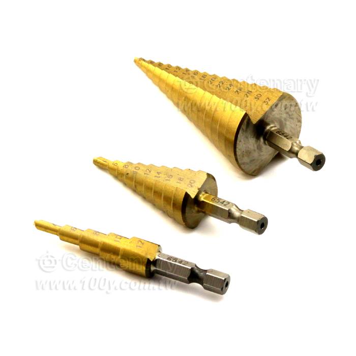 三合一鍍鈦直槽階梯鑽頭4-32,4-20,4-12mm - 141961 產品圖片