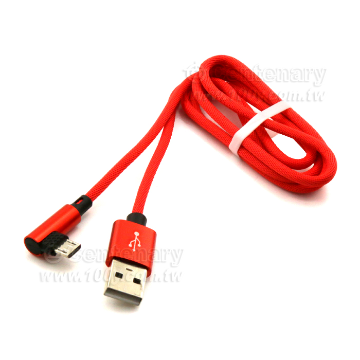 彎頭數據線 安卓Micro usb尼龍編制遊戲機充電 紅色-盒裝 - 142741 產品圖片