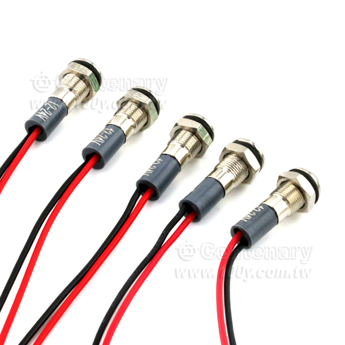 帶線金屬指示燈 6mm 12-24V-紅-145mm - 139450 產品圖片