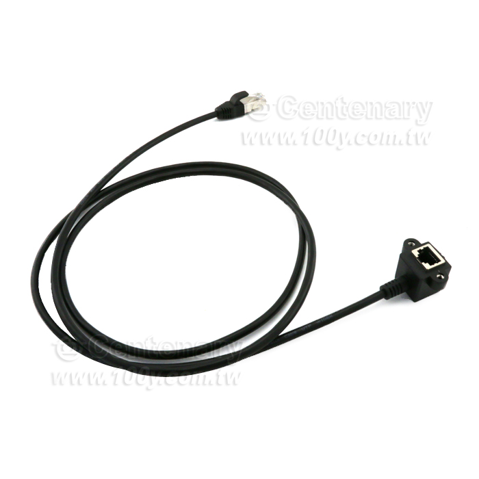 RJ45 公對母 Cat5.e 帶螺絲孔可固定網路延長線 1m彎頭90° - 143286 產品圖片