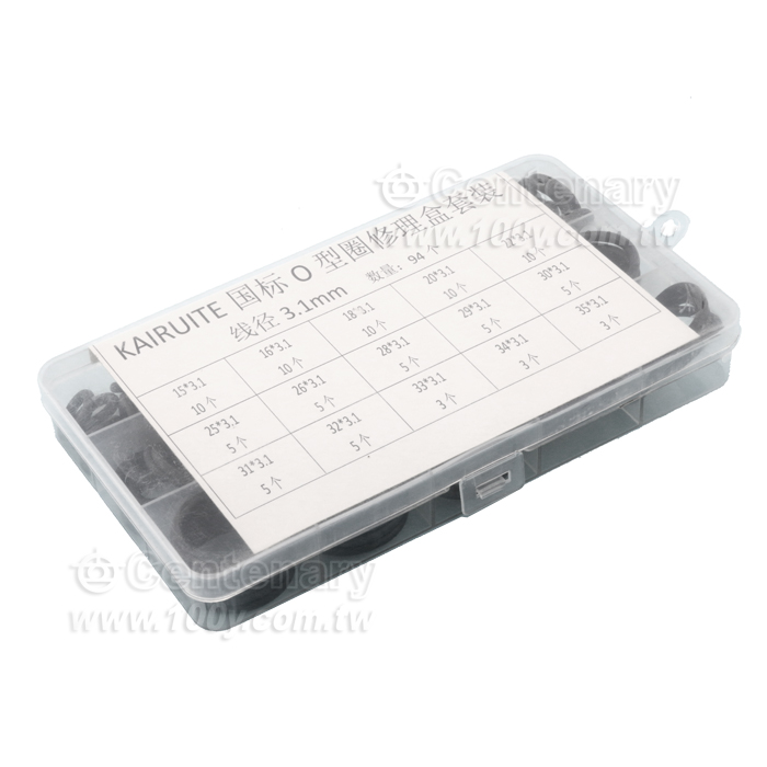國標丁晴O型圈修理盒外經15-35mm 線徑 3.1mm  94個/盒 - 143942 產品圖片