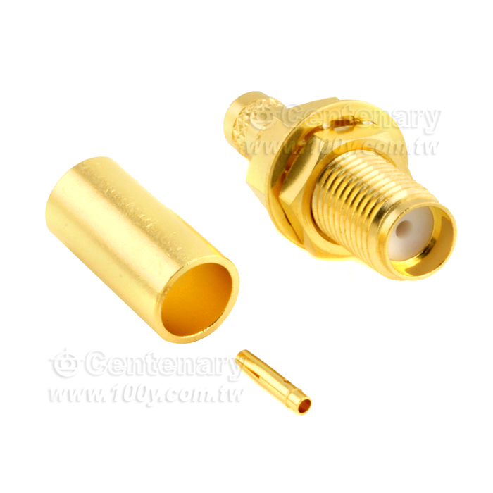 SMA Jack Crimp Bulkhead for RG58,JBY195,LMR195; 6GHz VSWR 1.15 - 146966 Product Image