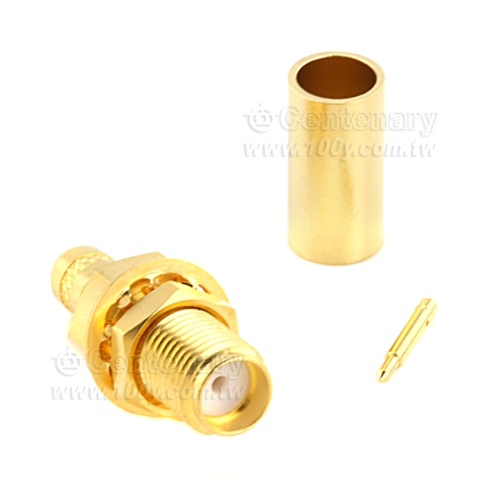 SMA Reverse Polarity Jack Crimp Bulkhead For RG58,JBY195,LMR195; 6GHz VSWR 1.2 - 146975 Product Image