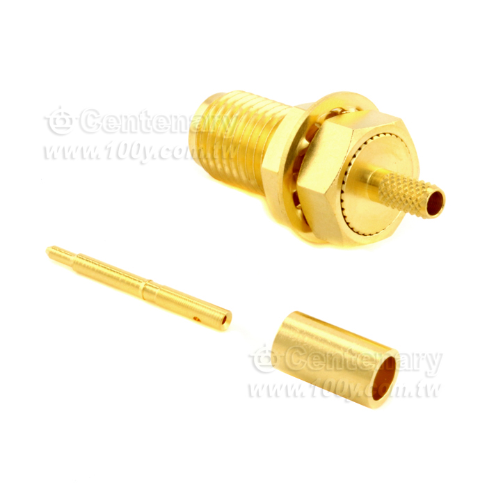 SMA Reverse Polarity Jack Crimp Bulkhead For RG174,RG188,RG316; 6GHz VSWR 1.25 - 146976 Product Image