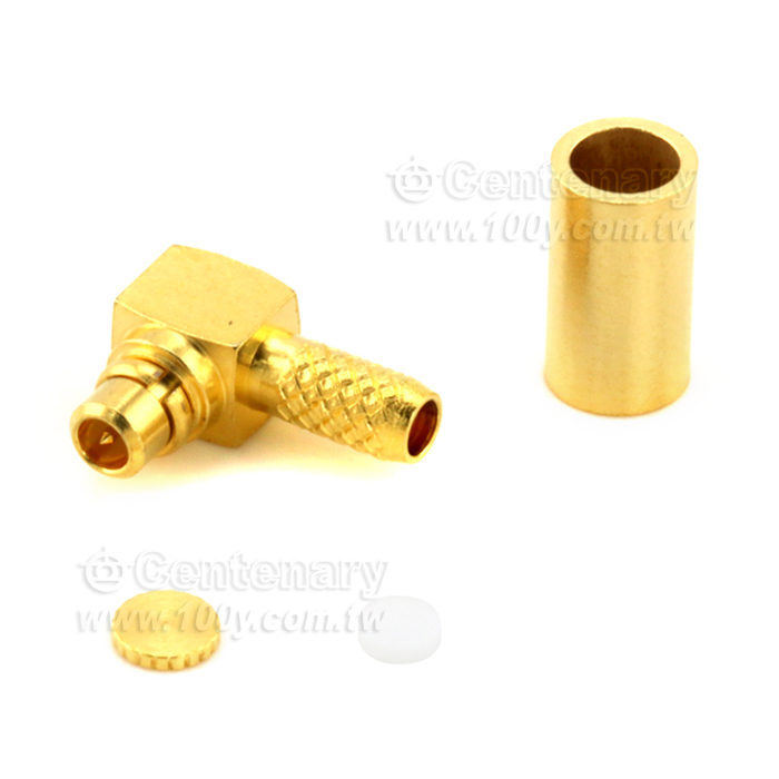 MMCX Plug Crimp Right Angle For RG174,RG188,RG316; 6GHz VSWR 1.2 - 92340 Product Image