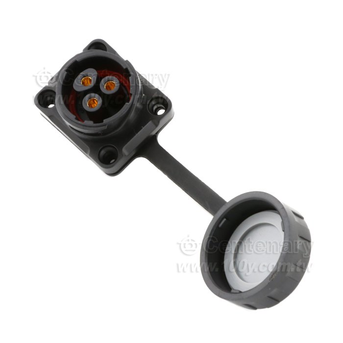 YM20型3芯法蘭母插座塑膠款焊接式 - 147009 產品圖片