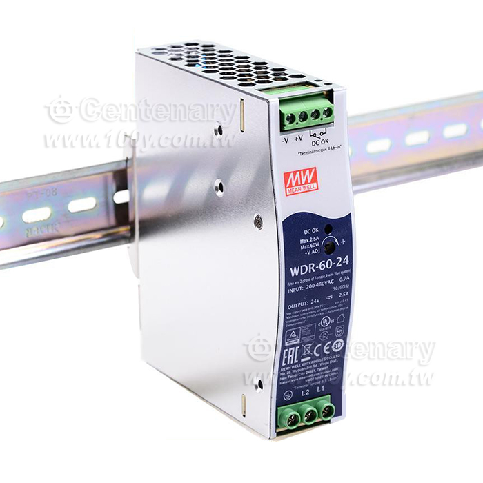 60W Ultra Wide Input Industrial DIN Rail Power Supply - 98230 Product Image