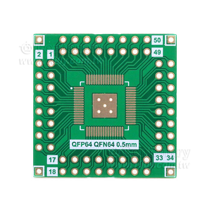 QFP64(QFN64)-DIP轉接板 沉金板 - 150456 產品圖片