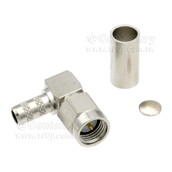 SMA plug crimp right angle for RG58, 6GHz VSWR1.2 - 94161 產品圖片