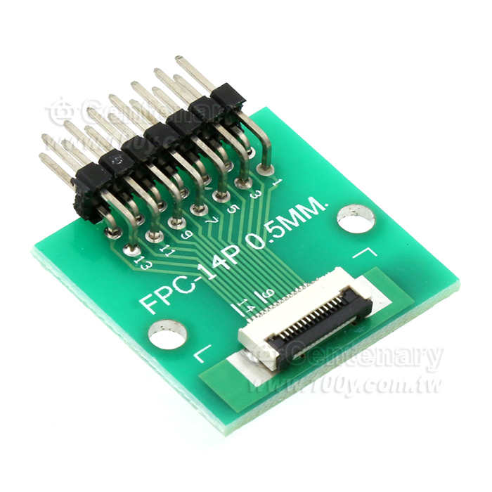 FPC/FFC單面轉接板轉直插14P 焊接好座子+彎針 - 156484 產品圖片