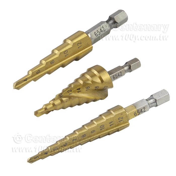 三合一鍍鈦階梯鑽頭 3-12mm+4-20mm+4-12mm - 158621 產品圖片