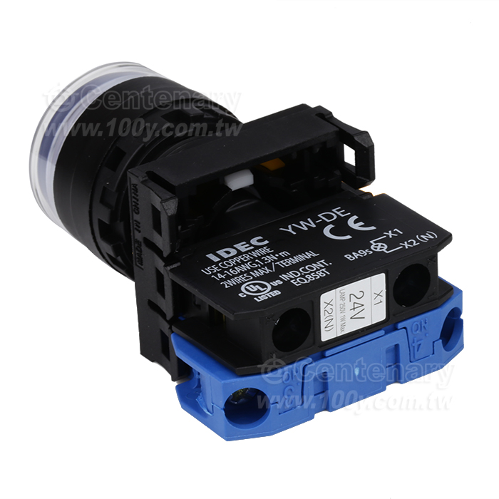 緊急停止按鈕開關22mm-全保護罩型凸頭形-LED瞬時型1NO  24VDC  白色 - 159033 產品圖片
