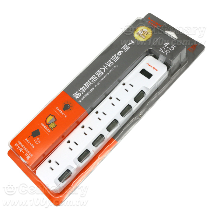 PowerSync_7-on-6-Plug Lightning-Proof and Swing-Resistant Extended Spacing Extension Cord - 95306 Product Image