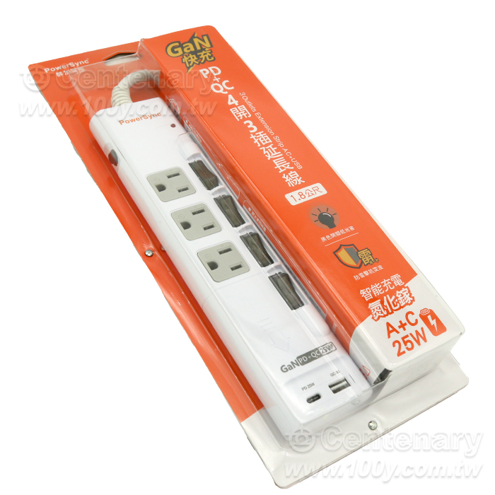 4開3插GaN快充防雷擊延長線 白色 1.8M - 95269 產品圖片