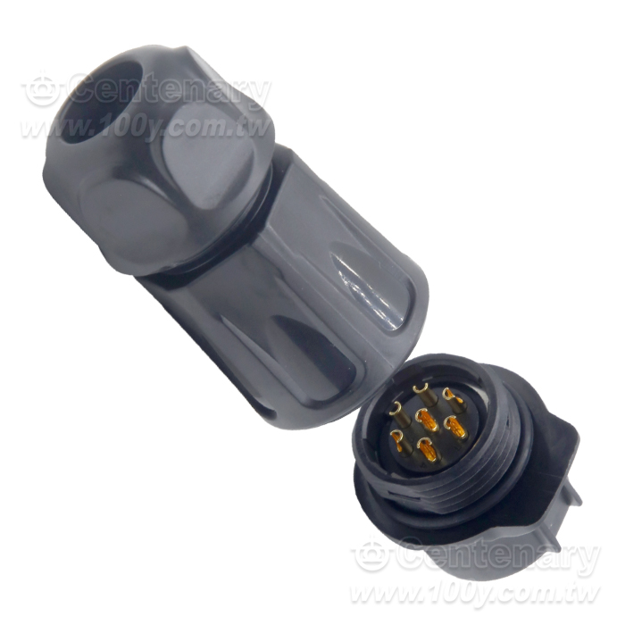 Cnlinko LP20 type 7-core butt female plug Plastic welded type (anti-stay +φ12mm tail seal ring) - 162629 Product Image