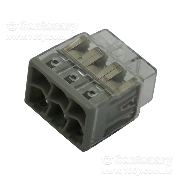 WAGO PUSH WIRER Wire connectors; Suitable for single and multi-strand wires; max. 4 mm2;  5 lines; Transparent shell; Gary  cover - 163026 Product Image