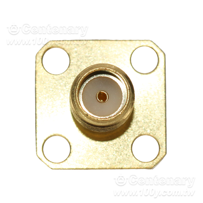 SMA jack SQ 12.7mm 4 hole flange with round contact (Φ1.27;L=7.55) & dielectric recessed 0.6mm from flange face; 18GHz VSWR1.2 - 163387 Product Image