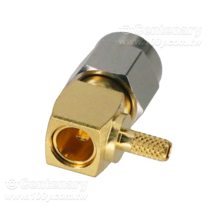 SMA plug crimp right angle for RG174,RG188,RG316; 11GHz VSWR1.2 - 163422 Product Image
