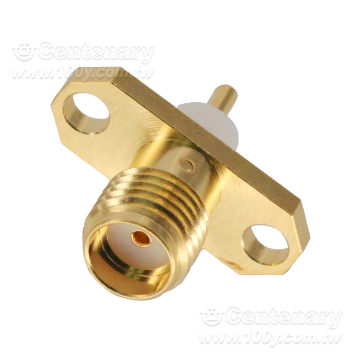 SMA jack Φ16mm 2 hole flange with round contact (Φ1.27;L=4.05), PTFE L=3; 18GHz VSWR1.2 - 163501 Product Image