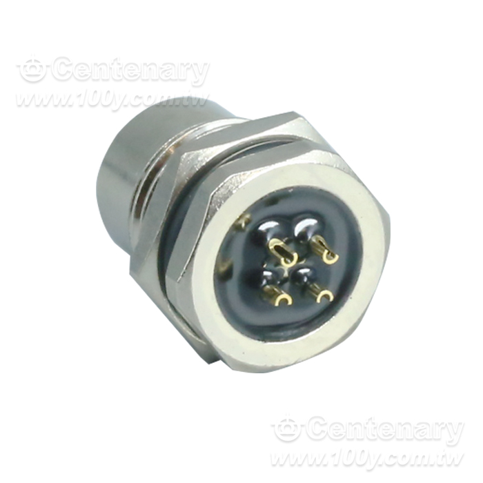傳感連接器 M12焊線式4P母座 （ M16*1.5前板安裝） - 166097 產品圖片