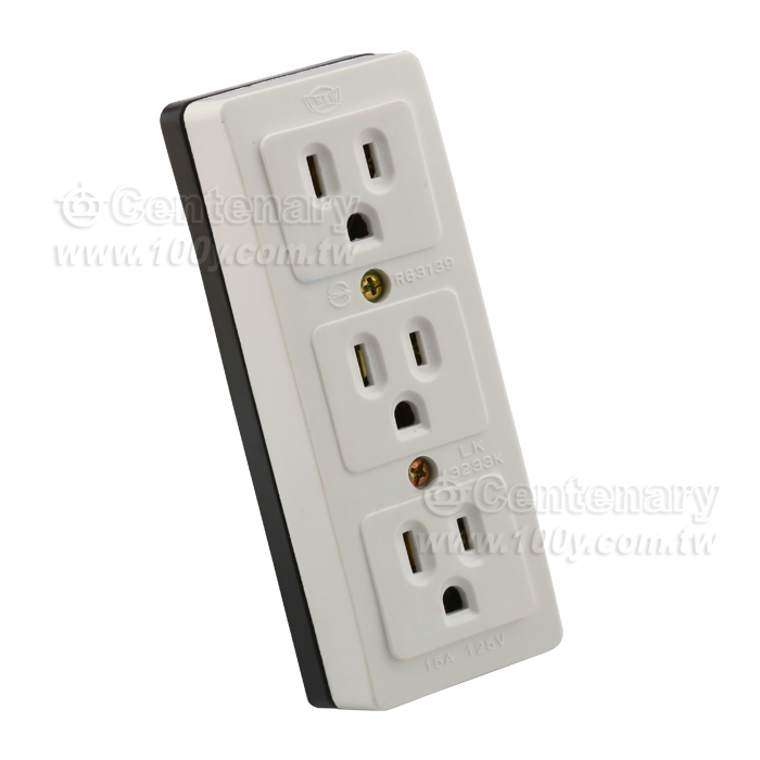 付接地三聯明插座15A/125V - 12108 產品圖片