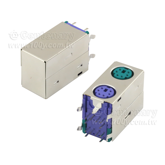 Shielded Double mini-DIN  PCB Mount Socket - 18924 Product Image