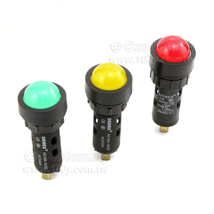 M16 圓凸型LED燈 24V 綠 - 30617 產品圖片