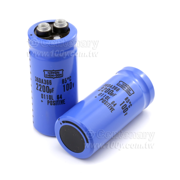 NIPPON CHEMI-CON_2200uF/100V Screw Terminal Large Can Capacitor - 66571 Product Image