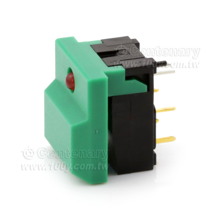 按鍵開關 綠蓋帶紅色LED - 78214 產品圖片