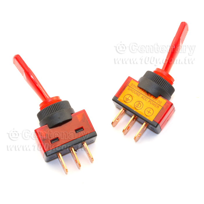 3P 2段帶燈開關 12V/6A 紅色 - 90050 產品圖片