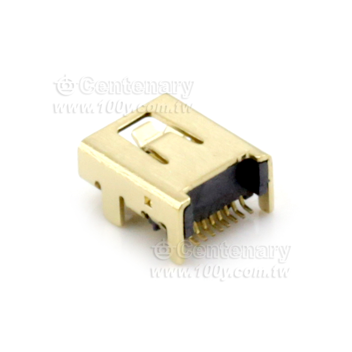 MiniUSB 8P/F 180° 1u" 鍍鎳 ROHS - 92074 產品圖片
