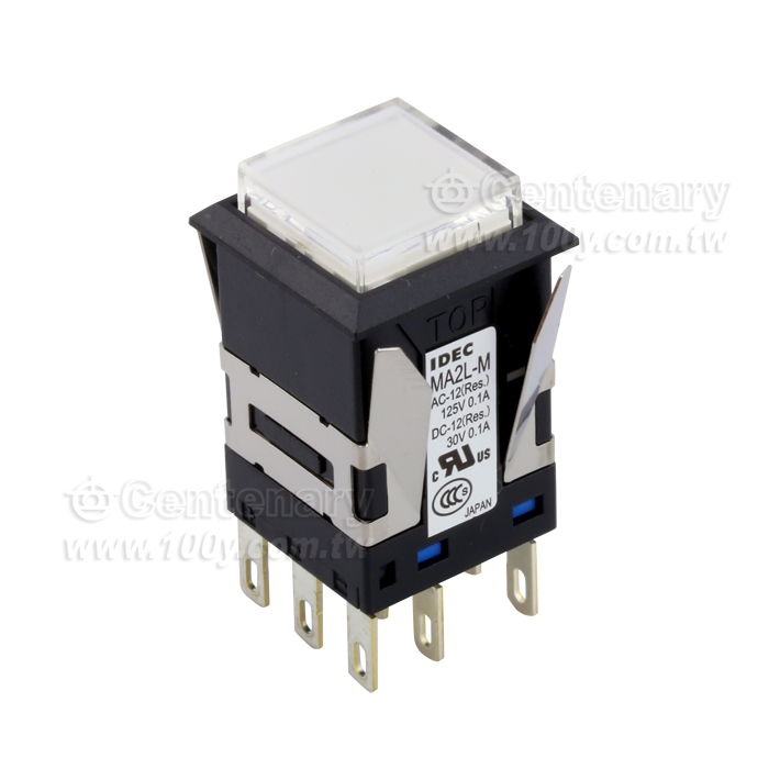 正方形照光按鈕開關 瞬時型 DPDT 純白色 - 111996 產品圖片