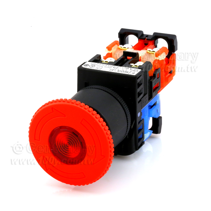 22mm_緊急按鈕 LED開關紅色 1NO+1NC - 97634 產品圖片