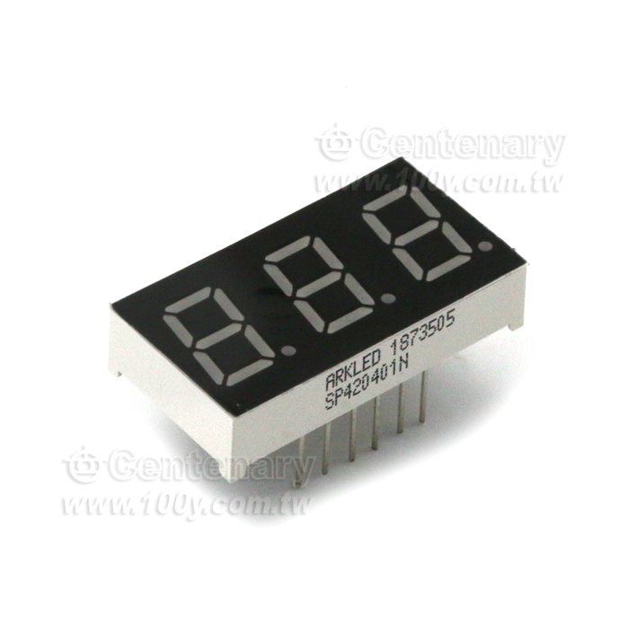 0.4" 共陽3位7段顯示器 紅 1.9V 100uA - 98643 產品圖片
