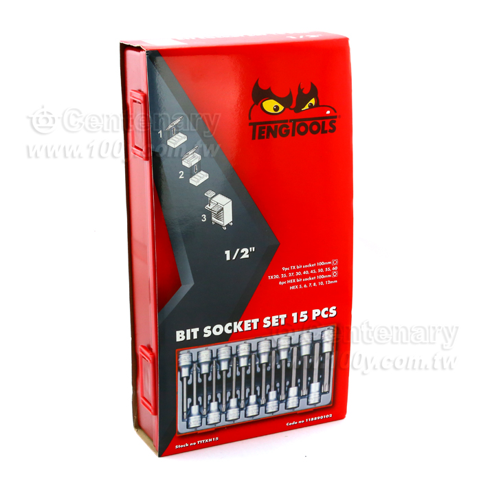 TENGTOOLS_1/2” drive hex & TX bit Socket Set - 105322 Product Image