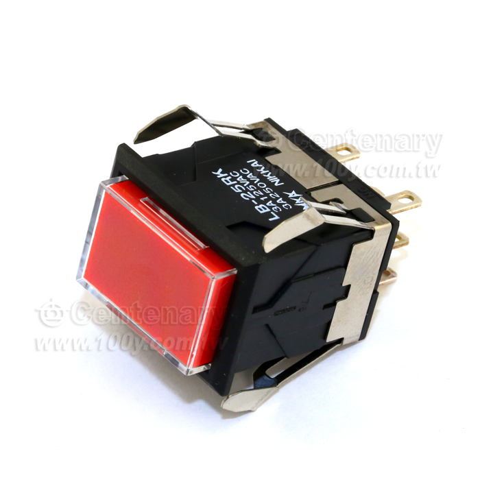 紅蓋長方型帶燈開關 28V - 114014 產品圖片