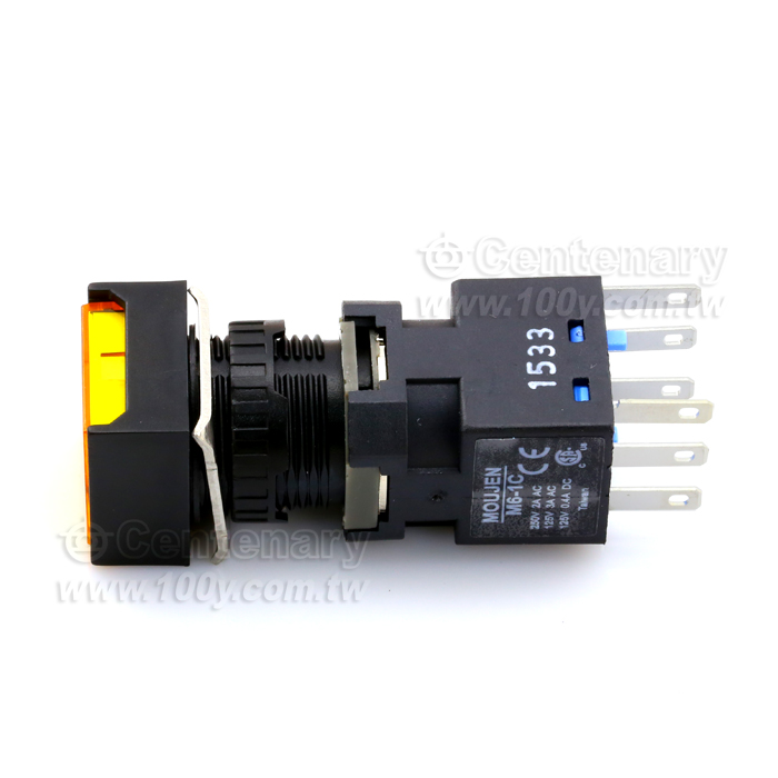 帶燈按鍵開關 黃色 LED 6VDC - 44186 產品圖片
