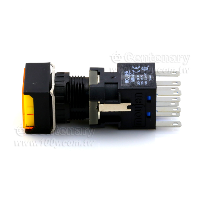 帶燈按鍵開關 黃色 LED 24VDC - 44182 產品圖片
