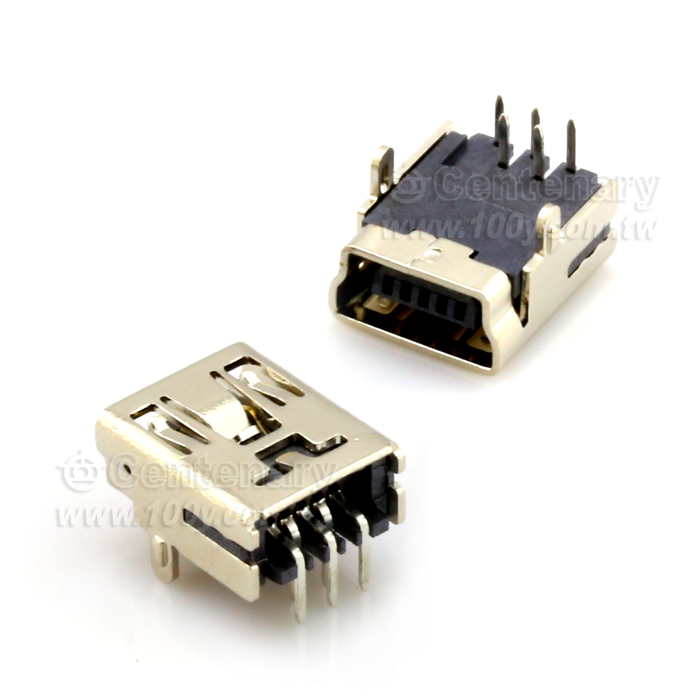 MiniUSB 5P/F 90° (ROHS)2腳插板 - 49867 產品圖片